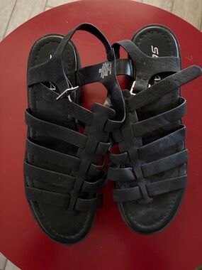 Soda Black Strappy Sandals